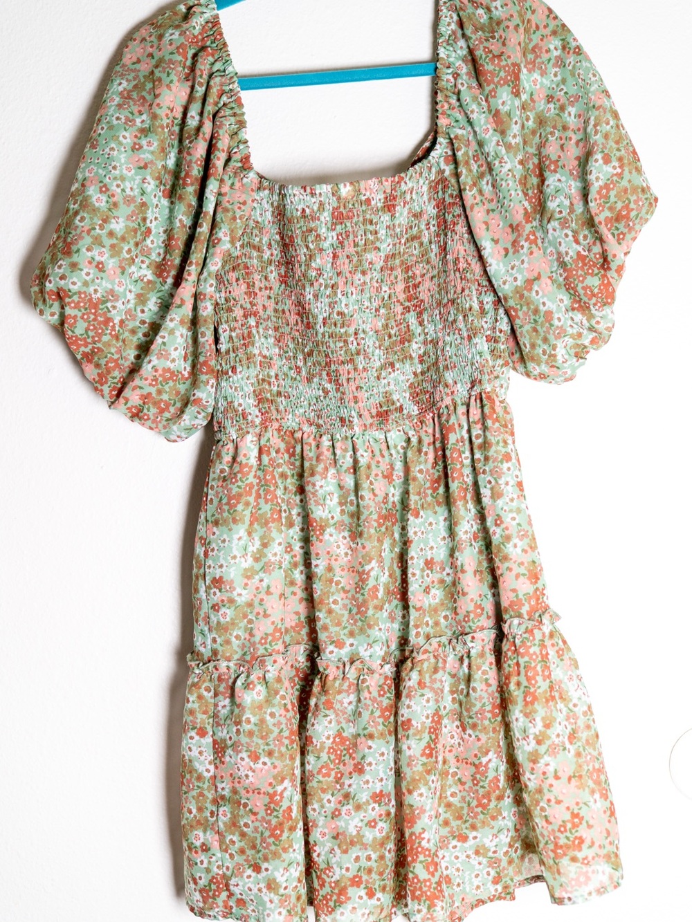 Green & Coral Floral Midi Dress - Picture 5 of 5
